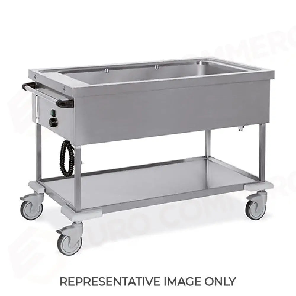 CARRELLO TERMICO 3X GN 1/1 TOP STAMPATO BAGNOMARIA 2 RUOTE FRENATE - 7365-F - METALCARRELLI - CARRELLI
