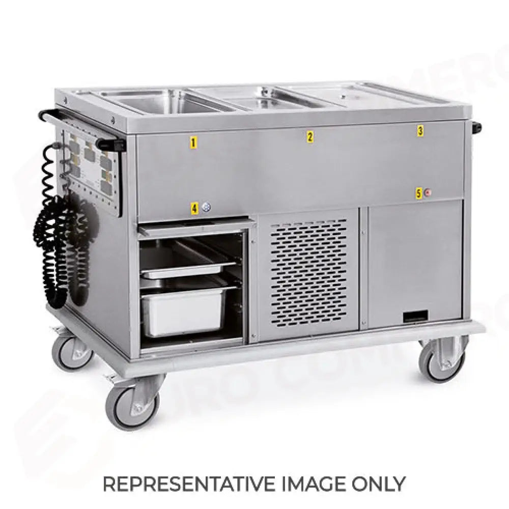 CARRELLO TERMICO 3XGN 1/1 VASCHE SEPARATE 2 VANI FREDDI COPERCHI APRIBILI A 180° RUOTE ELASTICHE - 7375A0F2-E
