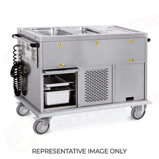 CARRELLO TERMICO, 3XGN 1/1, VASCHE SEPARATE, 2 VANI FREDDI, COPERCHI APRIBILI A 180°, RUOTE ELASTICHE - 7375A0F2-E - METALCARRELLI