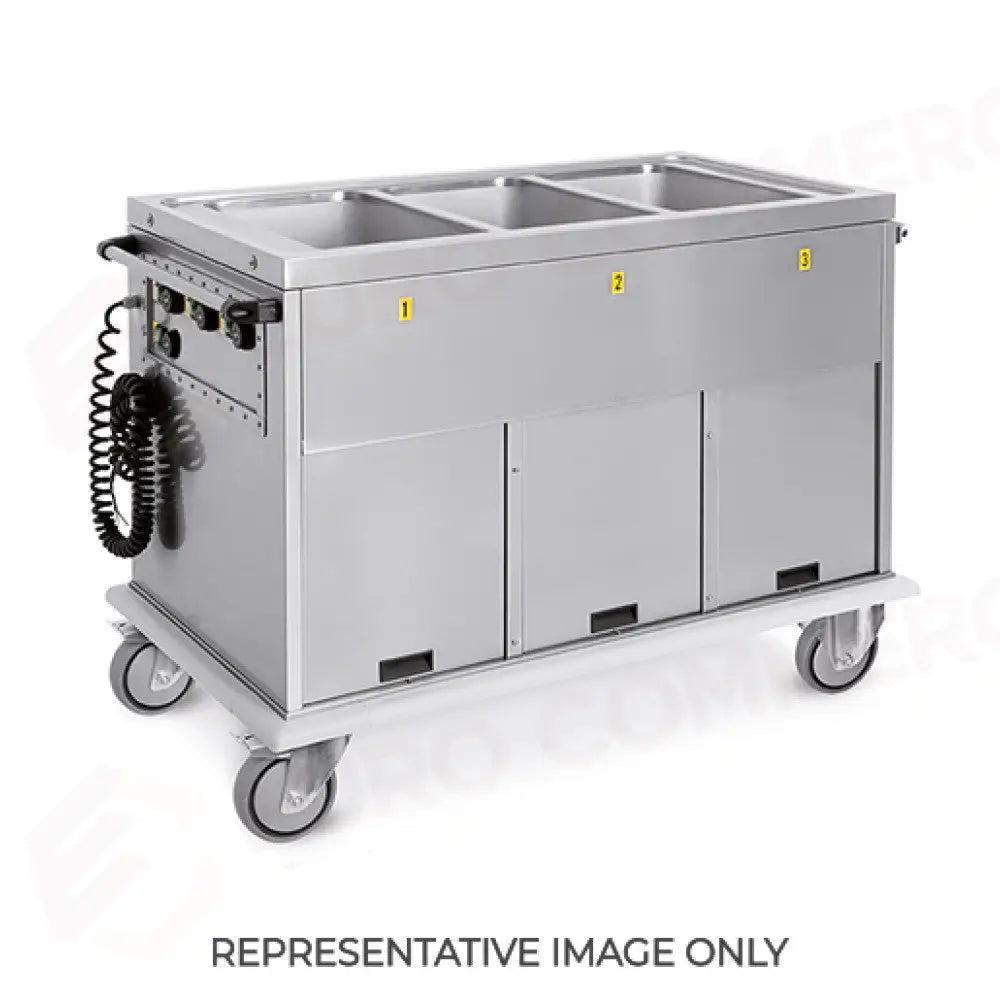 CARRELLO TERMICO 3XGN 1/1 VASCHE SEPARATE 3 VANI NEUTRI RUOTE ELASTICHE - 7375A0-E - METALCARRELLI - CARRELLI