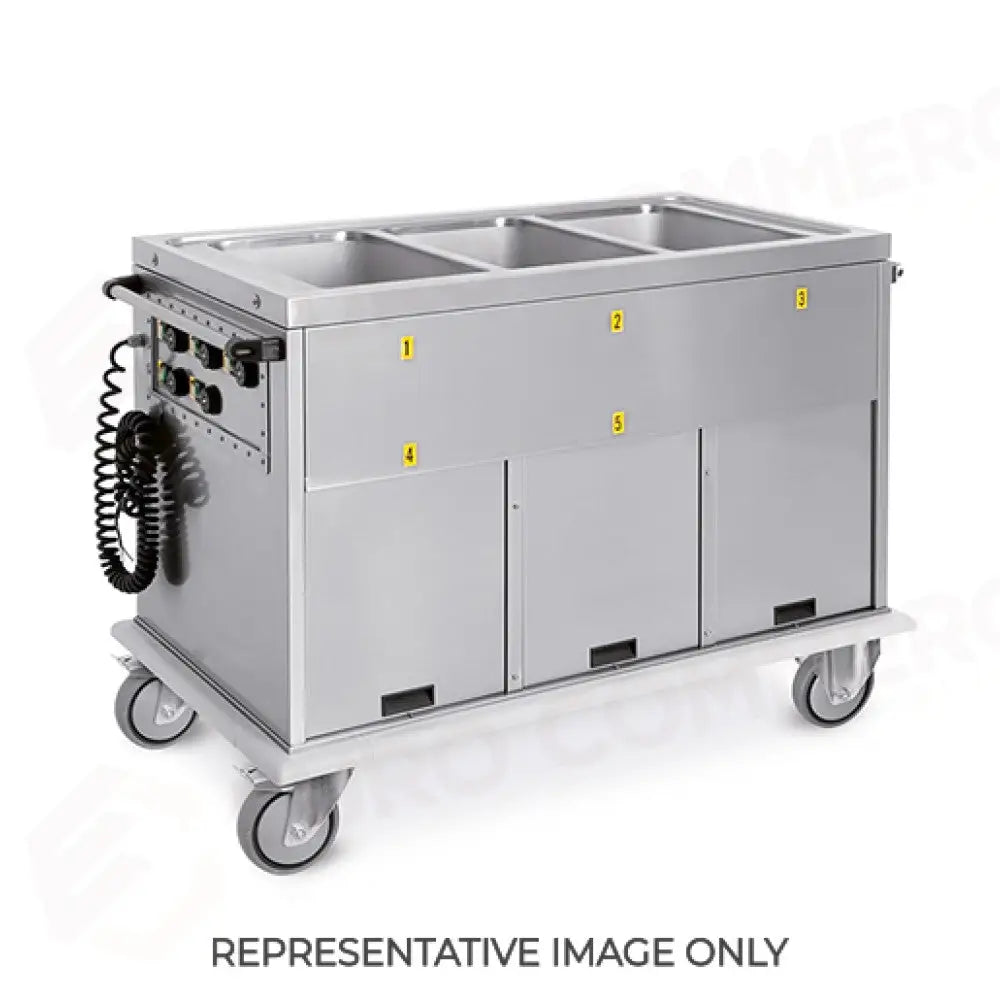 CARRELLO TERMICO 3XGN 1/1 VASCHE SEPARATE VANI 1 NEUTRO + 2 CALDI RUOTE ELASTICHE - 7375A2-E - METALCARRELLI - CARRELLI