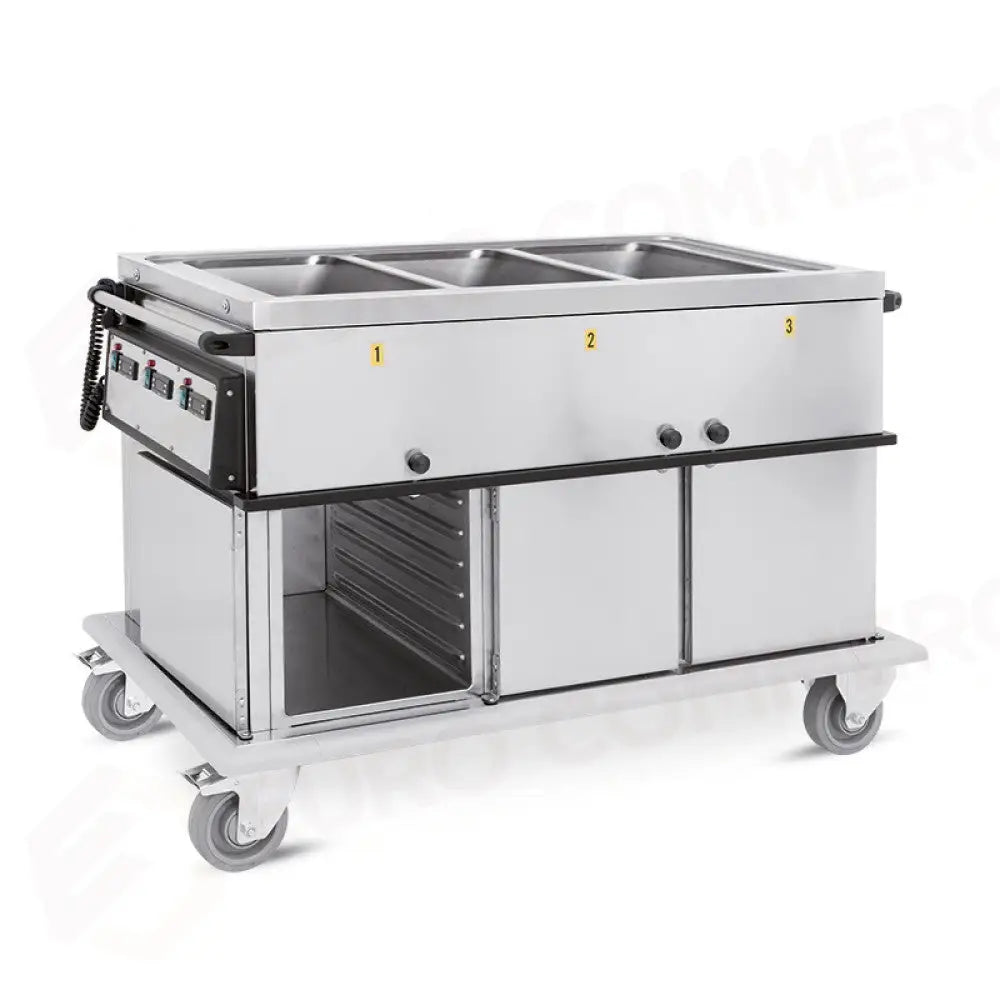 CARRELLO TERMICO 3XGN1/1 VASCHE SEPARATE 3 VANI NEUTRI CON GUIDE STAMPATE H1 - 7375A0-GS - METALCARRELLI - CARRELLI