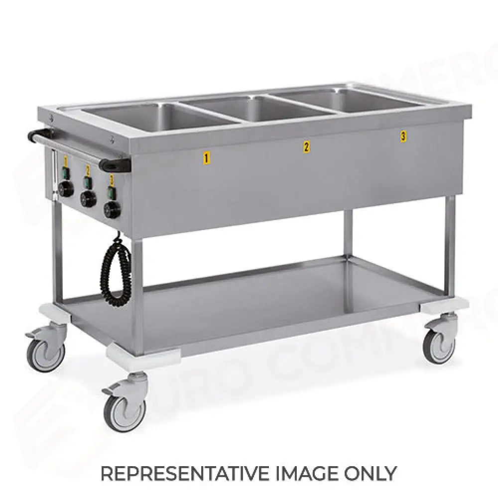 CARRELLO TERMICO 4X GN 1/1 TOP STAMPATO TEMPERATURE DIFFERENZIATE BAGNOMARIA 2 RUOTE FRENATE - 7378 - METALCARRELLI
