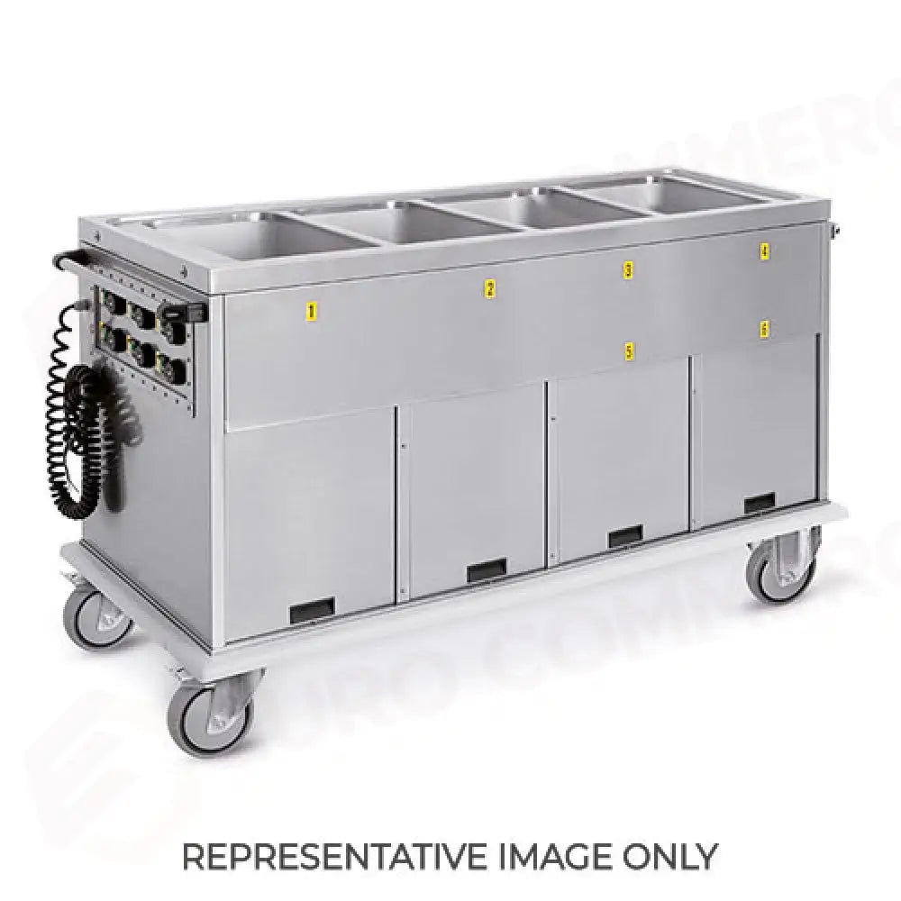 CARRELLO TERMICO 4XGN 1/1 VASCHE SEPARATE VANI 2 NEUTRI + 2 CALDI RUOTE ELASTICHE - 7378A2-E - METALCARRELLI - CARRELLI