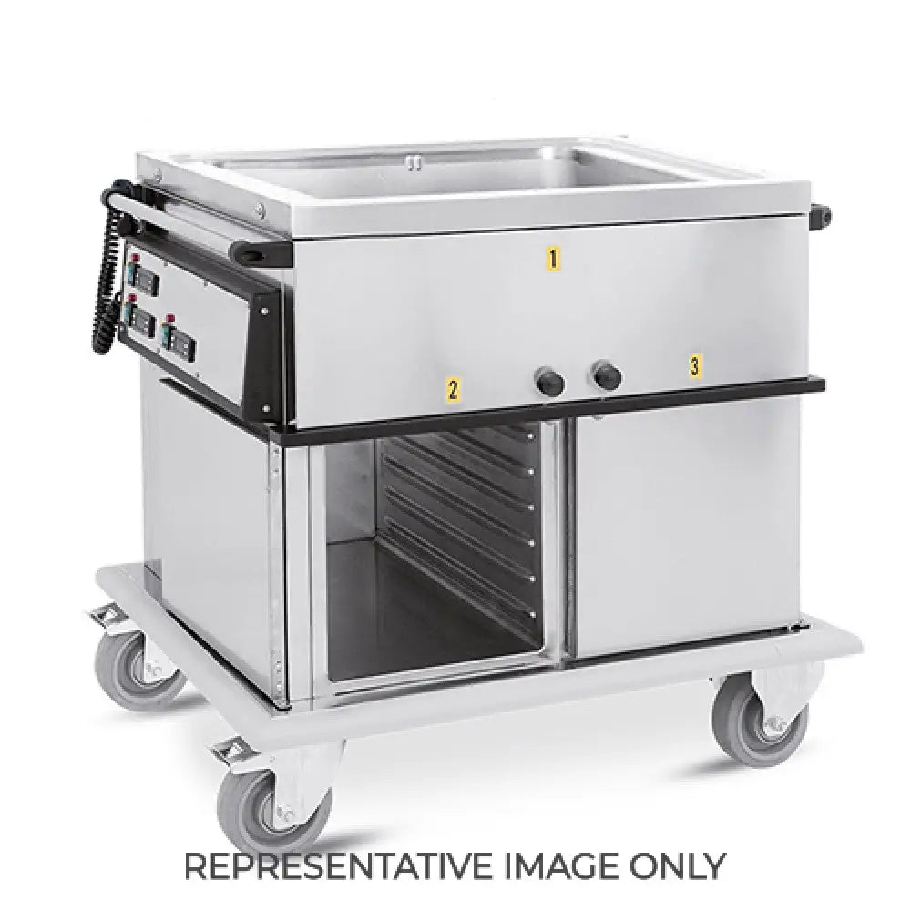 CARRELLO TERMICO GN 2/1 VASCA UNICA 2 VANI CALDI CON GUIDE STAMPATE H1 RUOTE ELASTICHE - 7360A2-GS-E - METALCARRELLI