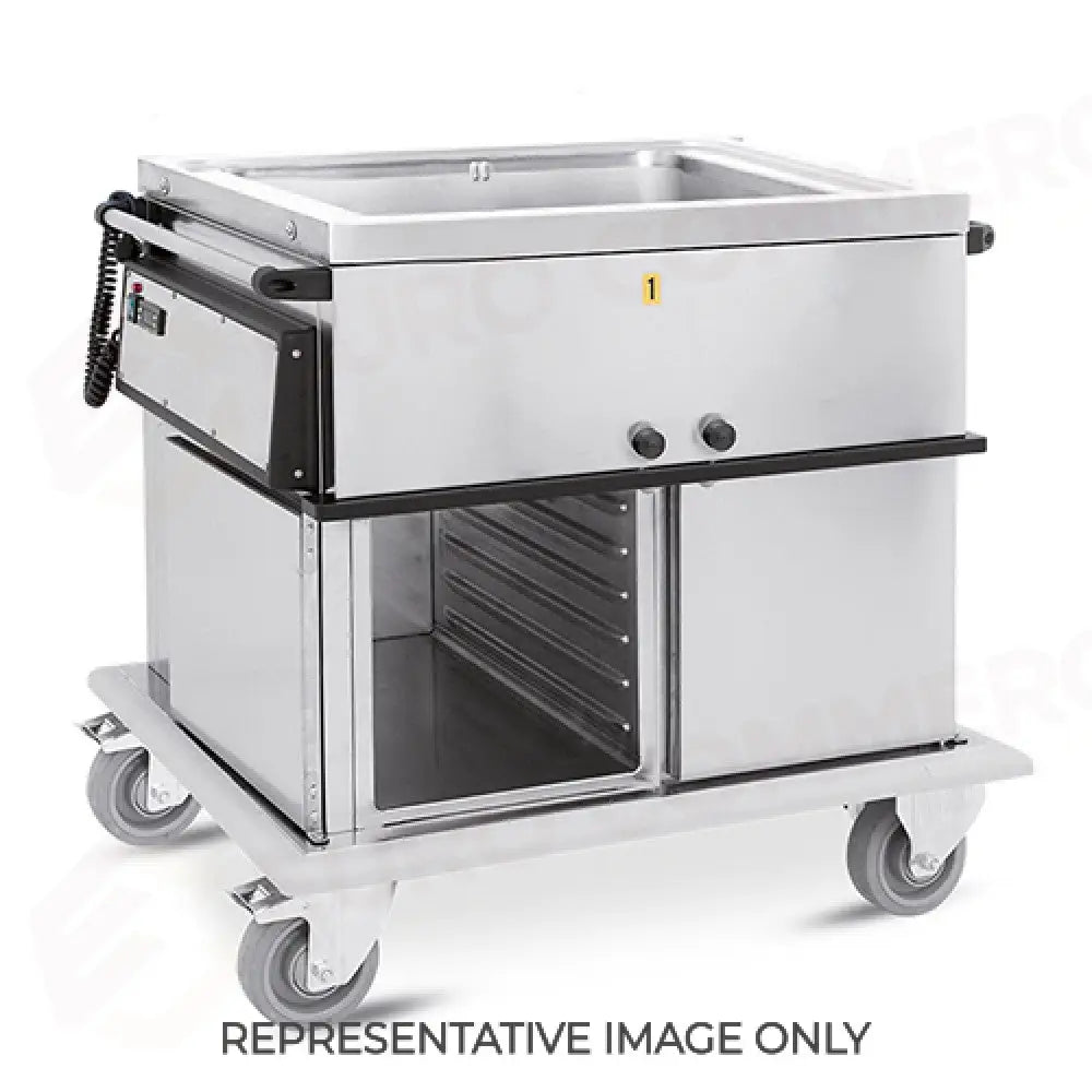 CARRELLO TERMICO GN 2/1 VASCA UNICA 2 VANI NEUTRI CON GUIDE STAMPATE H1 RUOTE ELASTICHE - 7360A0-GS-E - METALCARRELLI