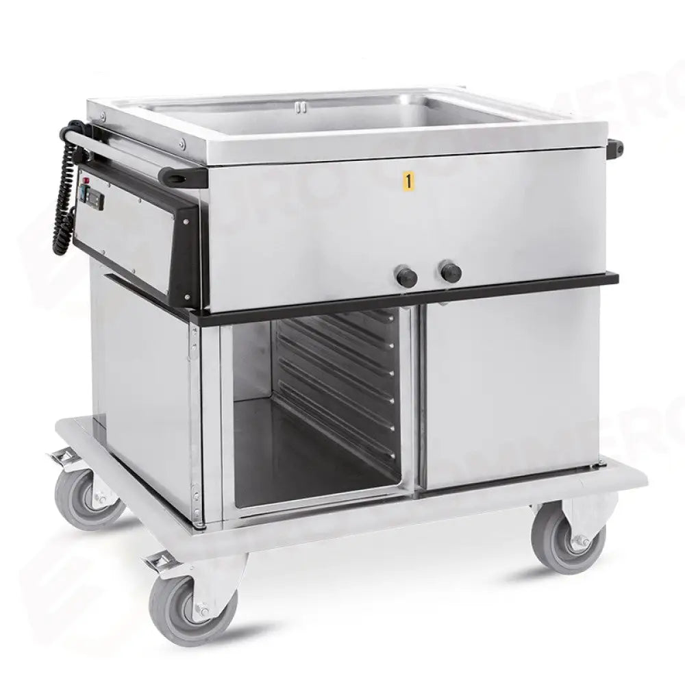 CARRELLO TERMICO GN 2/1 VASCA UNICA 2 VANI NEUTRI CON GUIDE STAMPATE H1 - 7360A0-GS - METALCARRELLI - CARRELLI