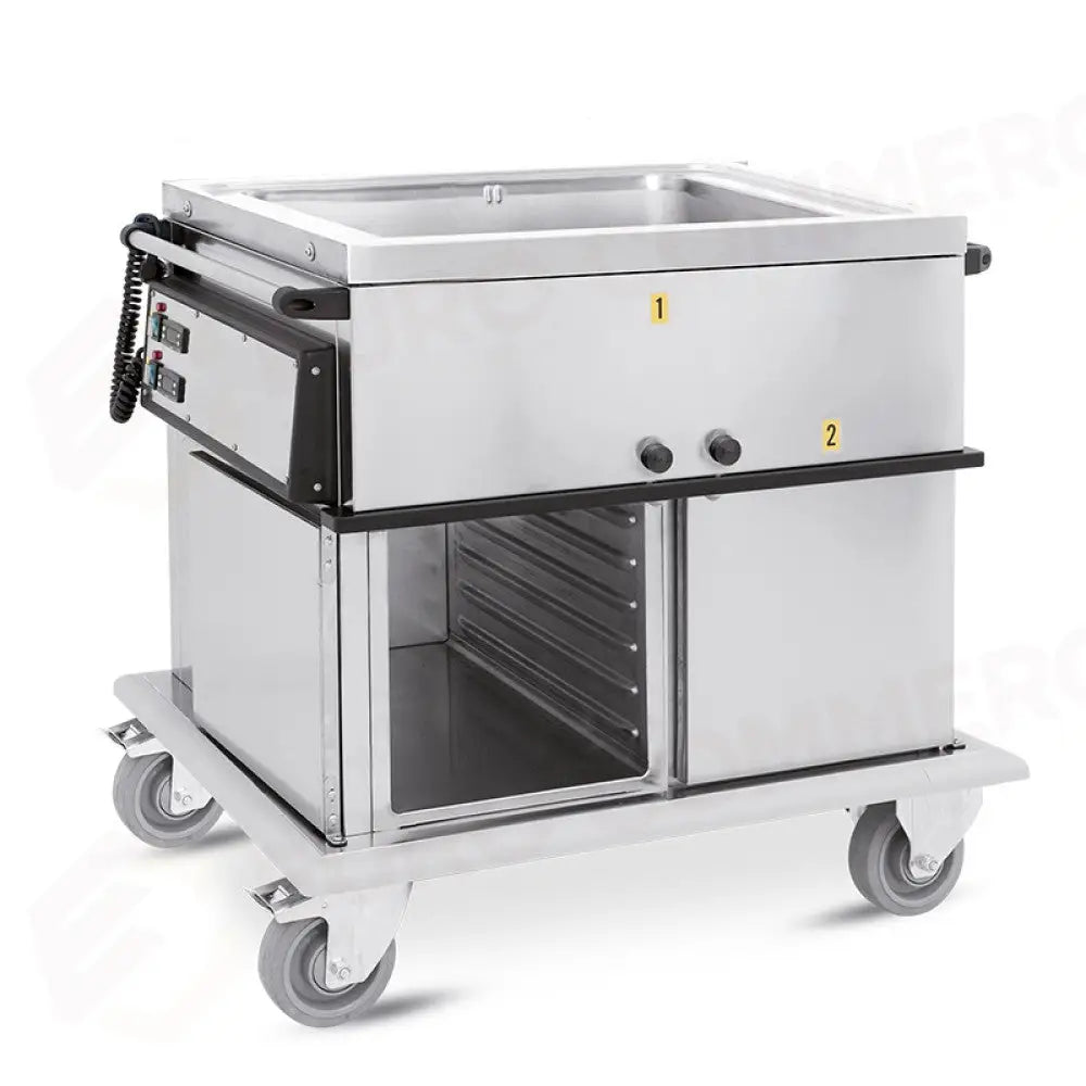 CARRELLO TERMICO GN 2/1 VASCA UNICA VANI 1 NEUTRO + 1 CALDO CON GUIDE STAMPATE H1 - 7360A1-GS - METALCARRELLI - CARRELLI