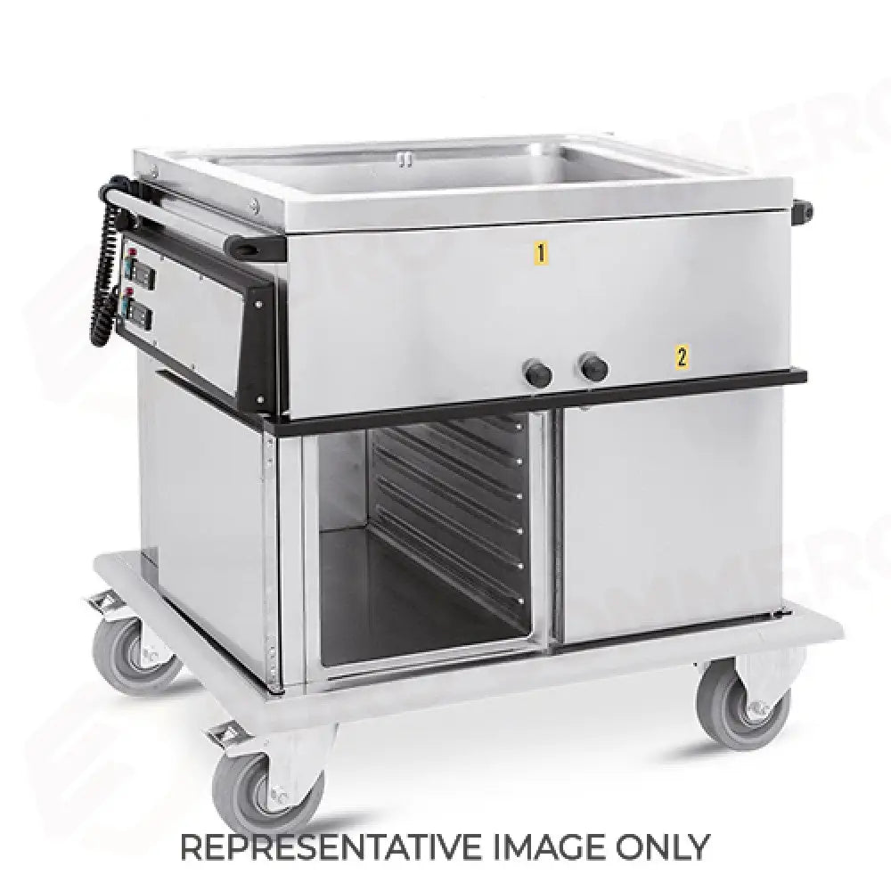 CARRELLO TERMICO GN 2/1 VASCA UNICA VANI 1 NEUTRO + 1 CALDO CON GUIDE STAMPATE H1 RUOTE ELASTICHE - 7360A1-GS-E
