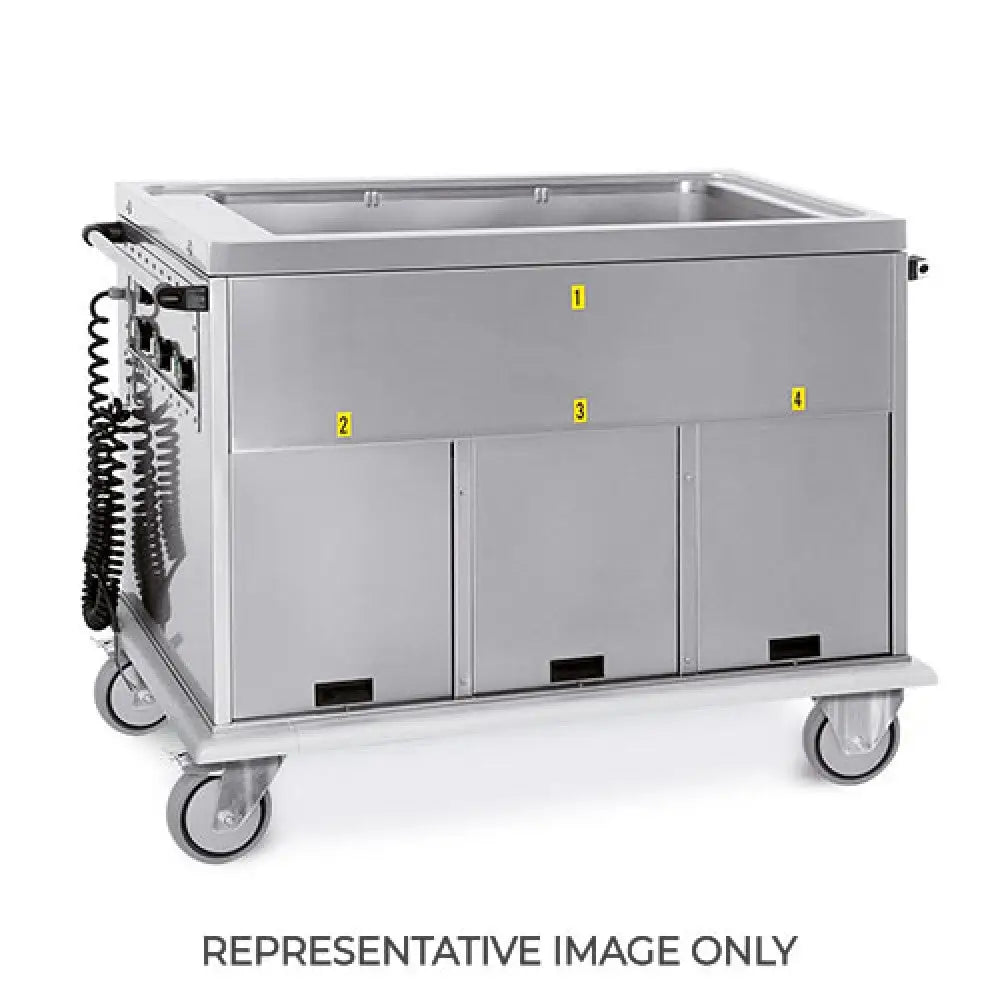 CARRELLO TERMICO GN 3/1 VASCA UNICA 3 VANI CALDI RUOTE ELASTICHE - 7365A3-E - METALCARRELLI - CARRELLI