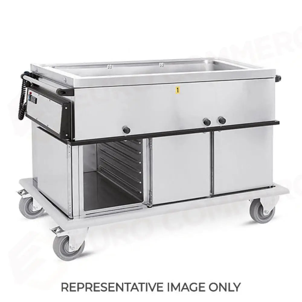 CARRELLO TERMICO GN 3/1 VASCA UNICA 3 VANI NEUTRI CON GUIDE STAMPATE H1 RUOTE ELASTICHE - 7365A0-GS-E - METALCARRELLI