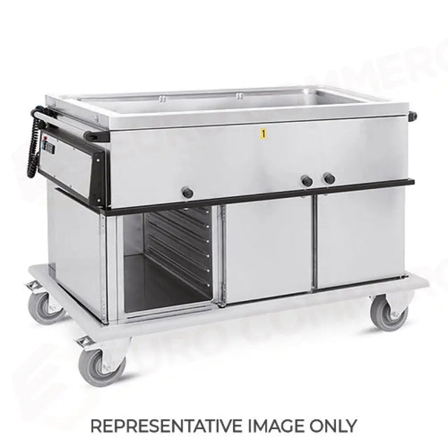 CARRELLO TERMICO, GN 3/1, VASCA UNICA, 3 VANI NEUTRI CON GUIDE STAMPATE, H1, RUOTE ELASTICHE - 7365A0-GS-E - METALCARRELLI