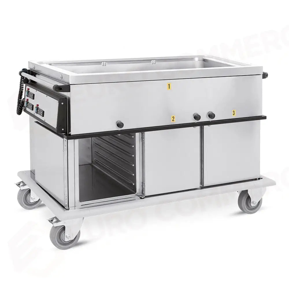 CARRELLO TERMICO GN 3/1 VASCA UNICA VANI 1 NEUTRI + 2 CALDI CON GUIDE STAMPATE H1 - 7365A2-GS - METALCARRELLI - CARRELLI