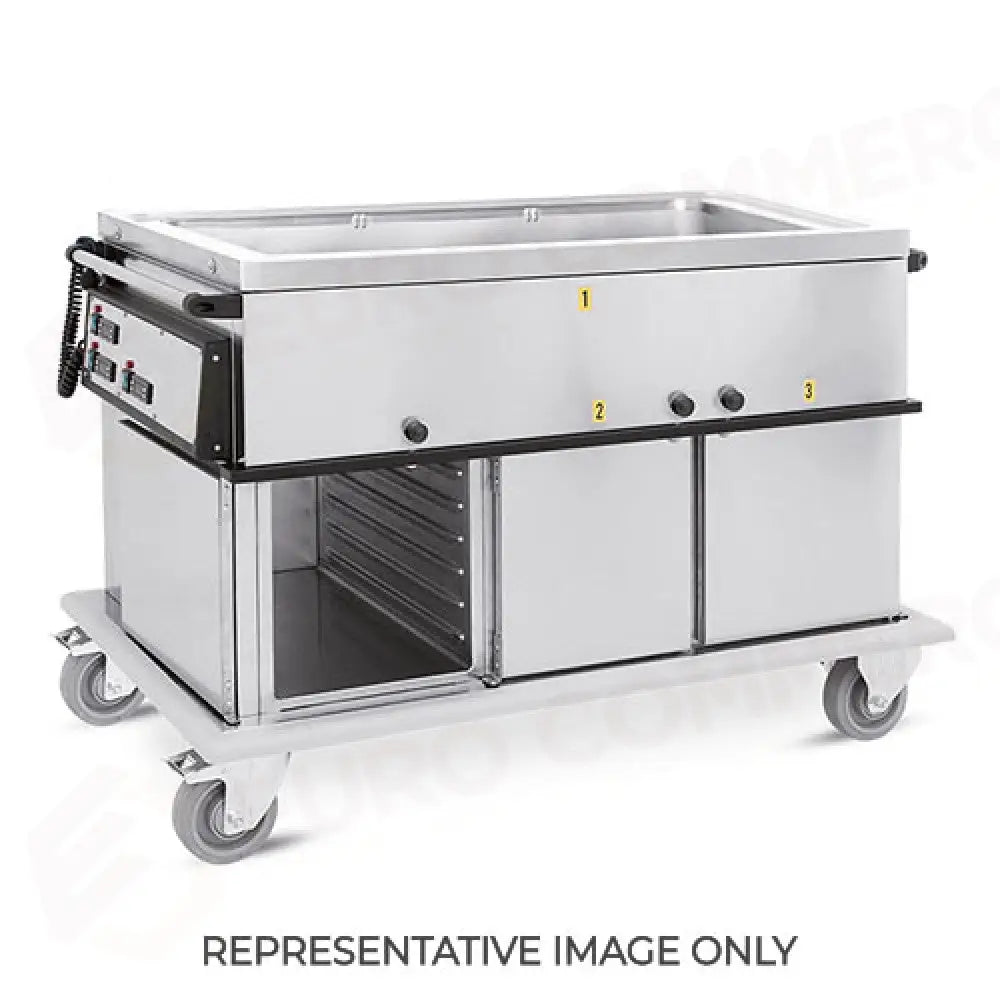CARRELLO TERMICO GN 3/1 VASCA UNICA VANI 1 NEUTRI + 2 CALDI CON GUIDE STAMPATE H1 RUOTE ELASTICHE - 7365A2-E