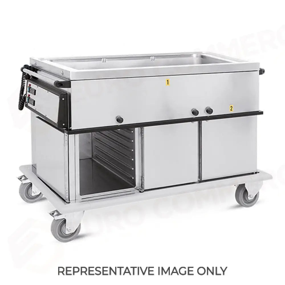 CARRELLO TERMICO GN 3/1 VASCA UNICA VANI 2 NEUTRI + 1 CALDO CON GUIDE STAMPATE H1 RUOTE ELASTICHE - 7365A1-GS-E