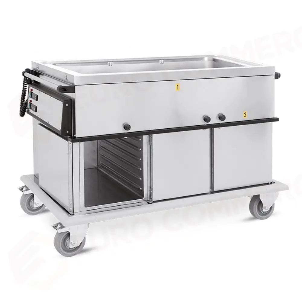 CARRELLO TERMICO GN 3/1 VASCA UNICA VANI 2 NEUTRI + 1 CALDO CON GUIDE STAMPATE H1 - 7365A1-GS - METALCARRELLI - CARRELLI