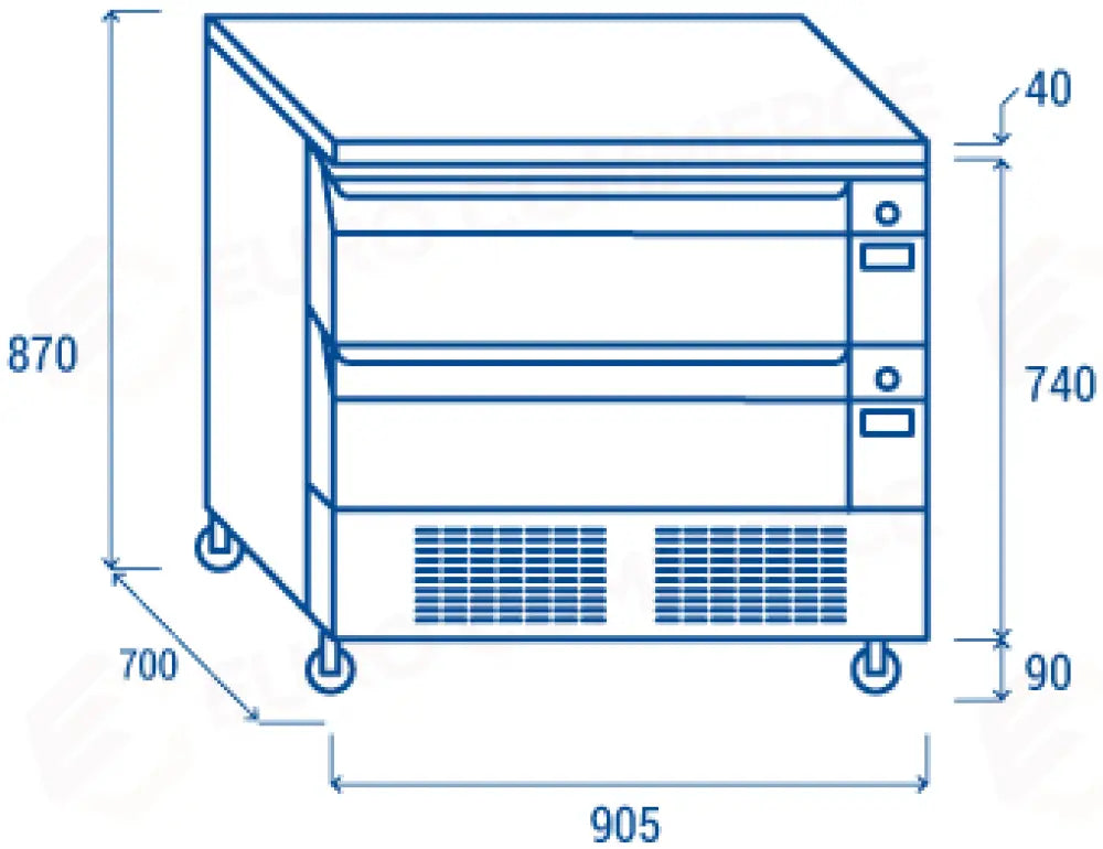 CASSETTIERA REFRIGERATA DOPPIA COMMUTABILE (N.4 VASCHETTE GN1/1) -2°/+8°C/-21°/-18°C - DWT 92 - COOL HEAD
