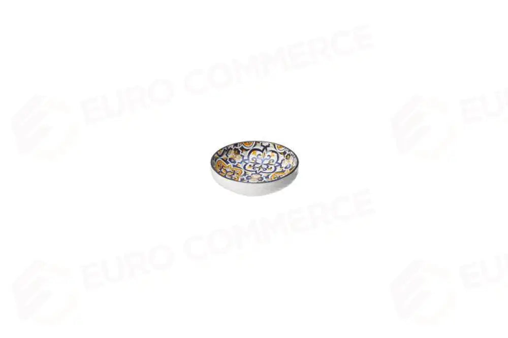 CIOTOLA TONDA COLORATA IN PORCELLANA LINEA AMALFI GIALLO/BLU/BIANCO - CM Ø12X3.5H - 6 PEZZI - U0026 - LEONE - PORCELLANA