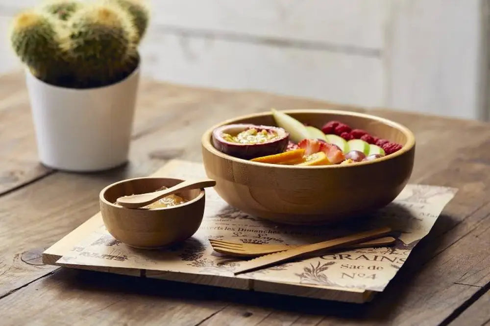 CIOTOLE IN BAMBOO NATURALE - Ø20X7,5 CM - 1200 ML - S0060.XL - LEONE - ESPOSITORI BUFFET IN BAMBOO