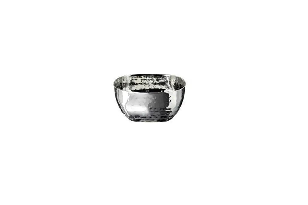 CIOTOLINA QUADRATA IN ACCIAIO MARTELLATO ACCIAIO - Ø10X5 CM - 300 ML - P2129 - LEONE - ACCIAIO MARTELLATO