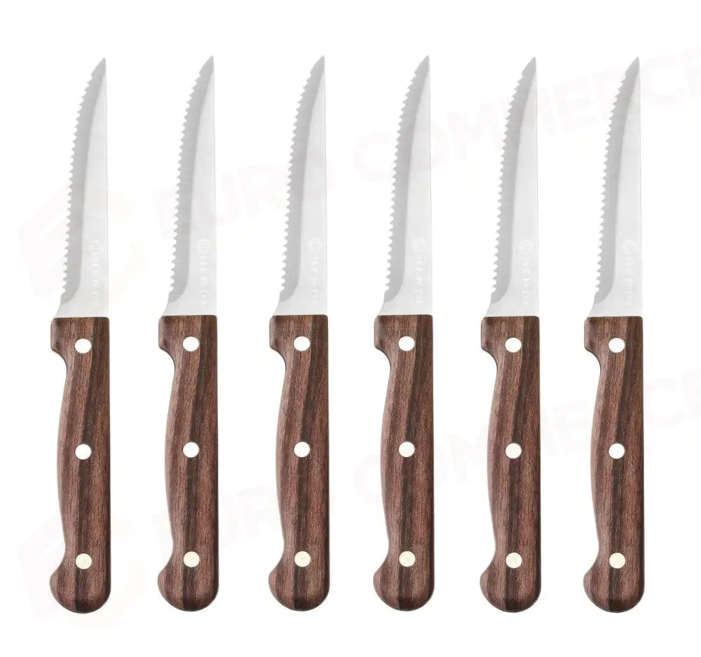 COLTELLO DA BISTECCA - 6 PEZZI PROFI LINE MARRONE 6 PEZZI (L)210MM - HENDI