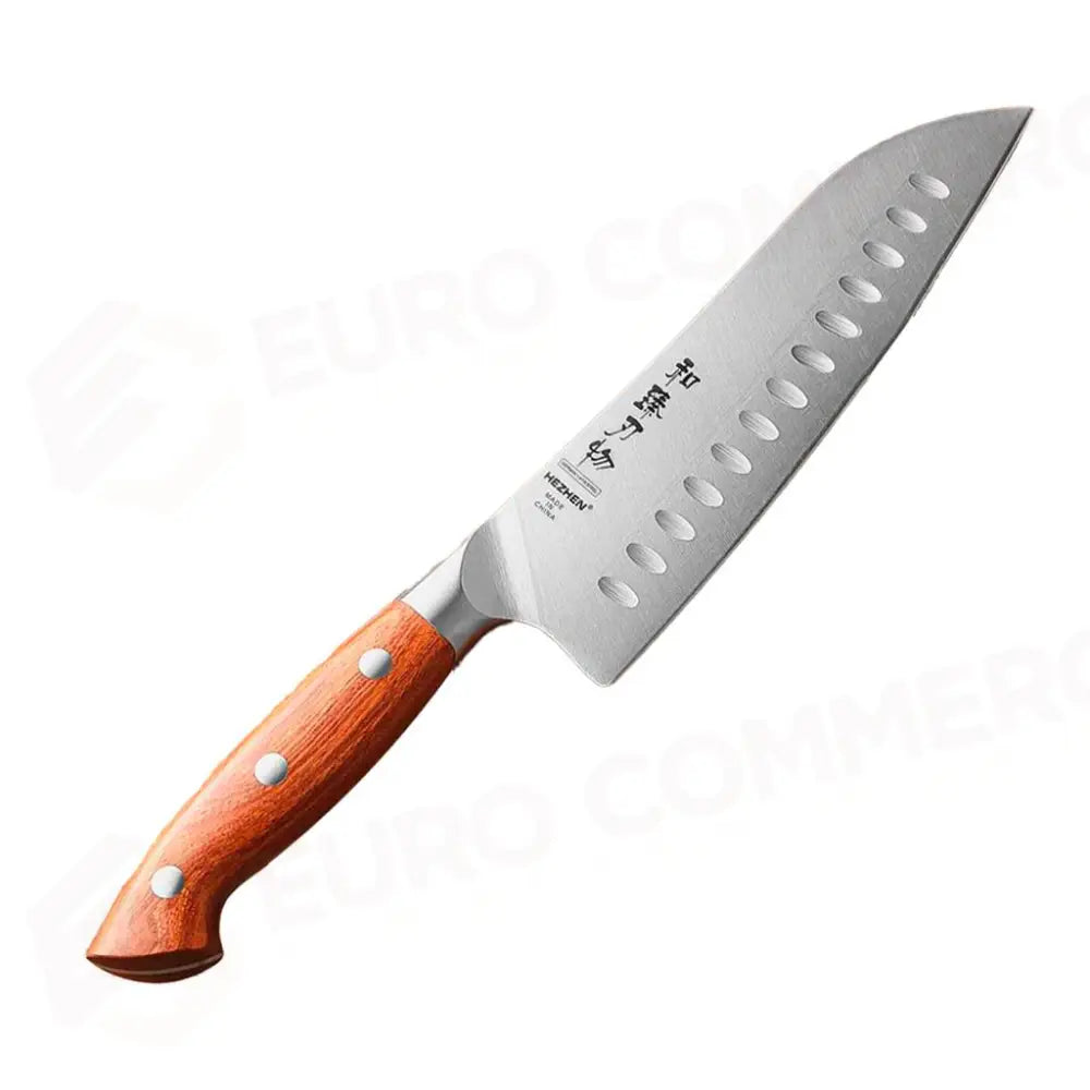 COLTELLO SANTOKU OLIVATO 17.8 CM GERMAN STEEL X02-RS HEZHEN - 14000010 - MEDRI