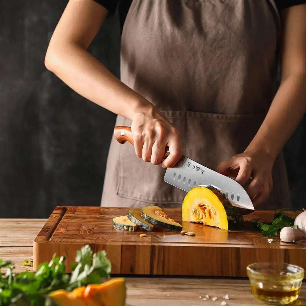COLTELLO SANTOKU OLIVATO 17.8 CM GERMAN STEEL X02-RS HEZHEN - 14000010 - MEDRI