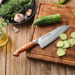 COLTELLO SANTOKU OLIVATO 17.8 CM GERMAN STEEL X02-RS HEZHEN - 14000010 - MEDRI