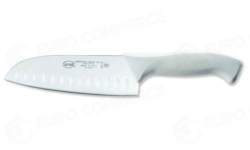 COLTELLO SANTOKU OLIVATO BIANCO CM.16 SKIN - 385216.B - SANELLI - COLTELLERIA
