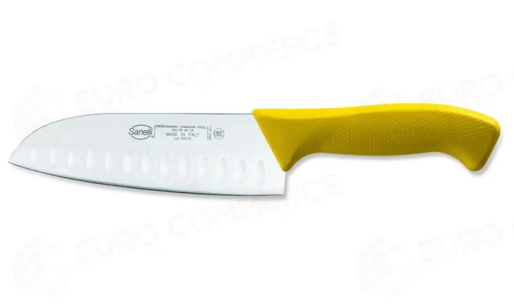 COLTELLO SANTOKU OLIVATO GIALLO CM.16 SKIN - 385216.G - SANELLI - COLTELLERIA