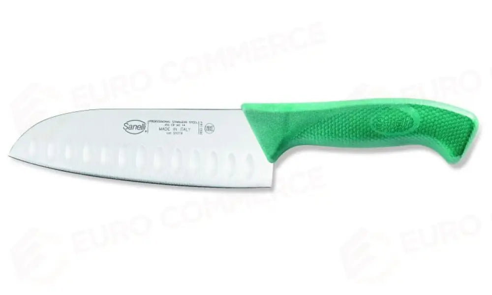 COLTELLO SANTOKU OLIVATO VERDE CM.16 SKIN - 385216.V - SANELLI - COLTELLERIA