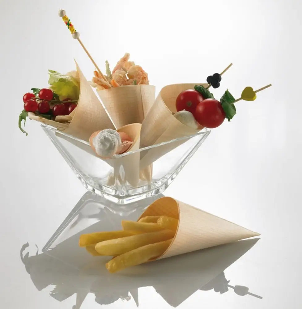 CONO IN LEGNO BOX NATURALE - Ø4,5X12,5 CM - S0047 - LEONE - FINGER FOOD IN LEGNO