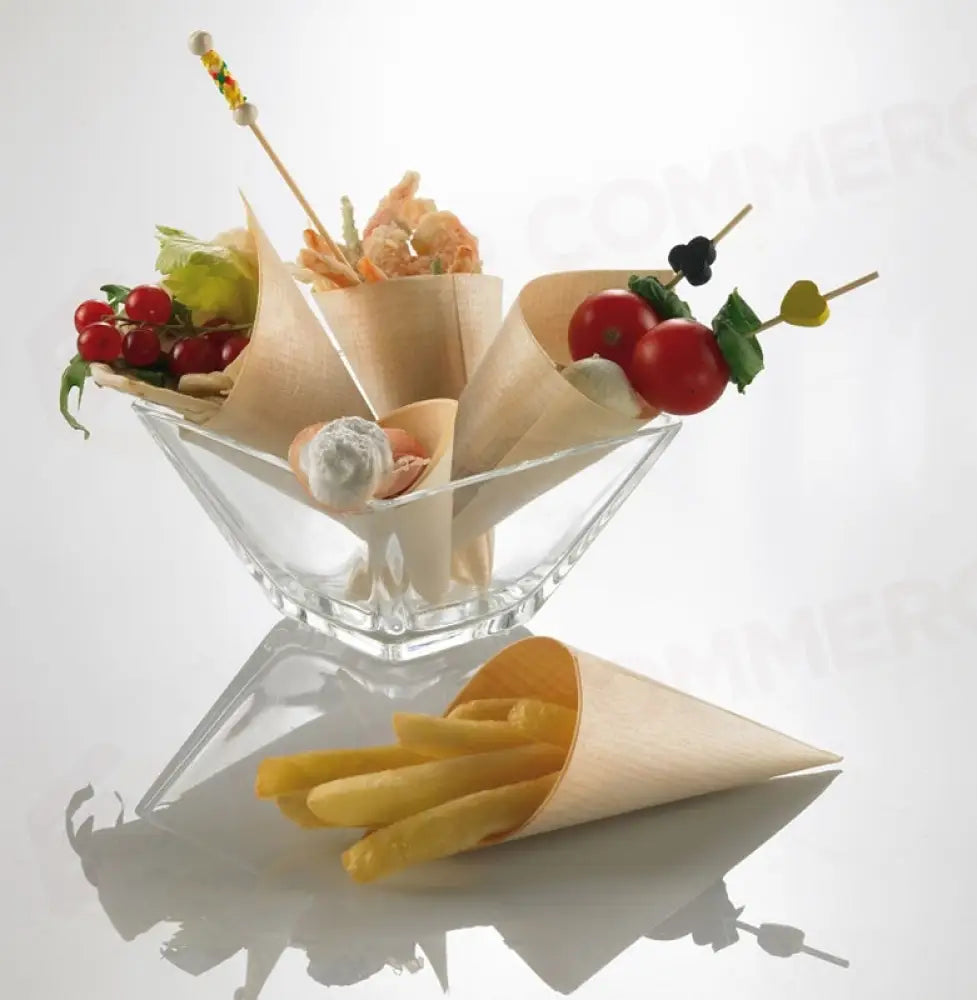 CONO IN LEGNO BOX NATURALE - Ø7X19,5 CM - S0048 - LEONE - FINGER FOOD IN LEGNO