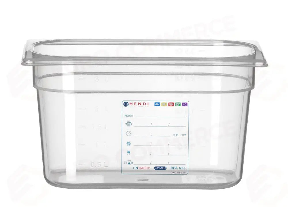 CONTENITORE GASTRONORM 1/4 GN 1/4 4L TRASPARENTE 265X162X(H)150MM - HENDI