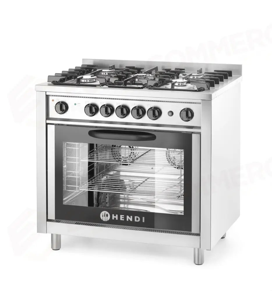 CUCINA A GAS - 5 BRUCIATORI CON FORNO ELETTRICO HENDI KITCHEN LINE ARGENTO 230V/2900W 14,3KW 9