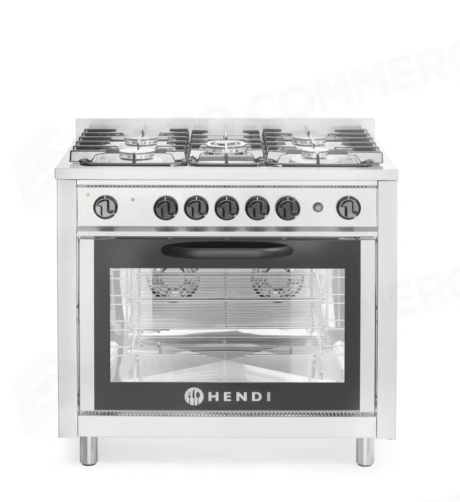 CUCINA A GAS - 5 BRUCIATORI CON FORNO ELETTRICO HENDI KITCHEN LINE ARGENTO 230V/2900W 14,3KW 9