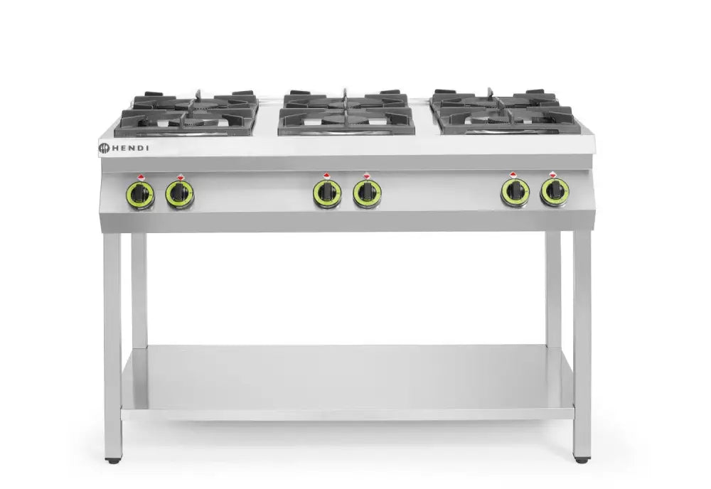 CUCINA A GAS A 6 FUOCHI CON SUPPORTO APERTO KITCHEN LINE 28,5KW 1200X700X(H)900MM - HENDI