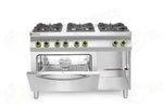 CUCINA A GAS KITCHEN LINE 6 BRUCIATORI CON FORNO CONVEZIONE GN 1/1 HENDI 230V/3000 - 225899