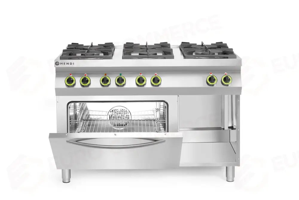 CUCINA A GAS KITCHEN LINE 6 BRUCIATORI CON FORNO CONVEZIONE GN 1/1 HENDI 230V/3000 - 225899