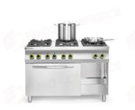 CUCINA A GAS KITCHEN LINE 6 BRUCIATORI CON FORNO CONVEZIONE GN 1/1 HENDI 230V/3000 - 225899