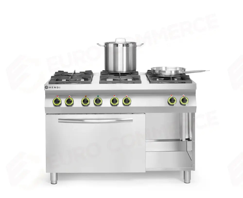 CUCINA A GAS KITCHEN LINE 6 BRUCIATORI CON FORNO CONVEZIONE GN 1/1 HENDI 230V/3000 - 225899