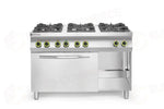 CUCINA A GAS KITCHEN LINE 6 BRUCIATORI CON FORNO CONVEZIONE GN 1/1 HENDI 230V/3000 - 225899
