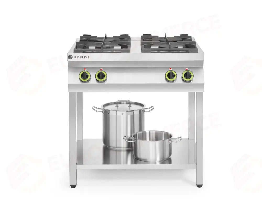 CUCINA A GAS LINEA 4 BRUCIATORI CON SUPPORTO APERTO HENDI KITCHEN LINE 19KW 800X700X(H)90 - 227589