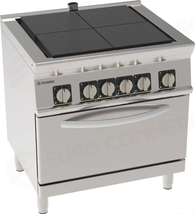 ELECTRIC RANGE 4 PLATES "U" OVEN GN2/1 - 716195 - TECNOINOX