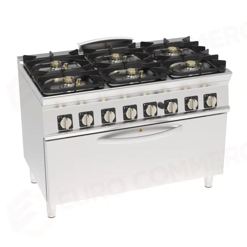 CUCINA GAS 6F. ERM. FORNO FULL.GAS/GRILL - 713216 - TECNOINOX
