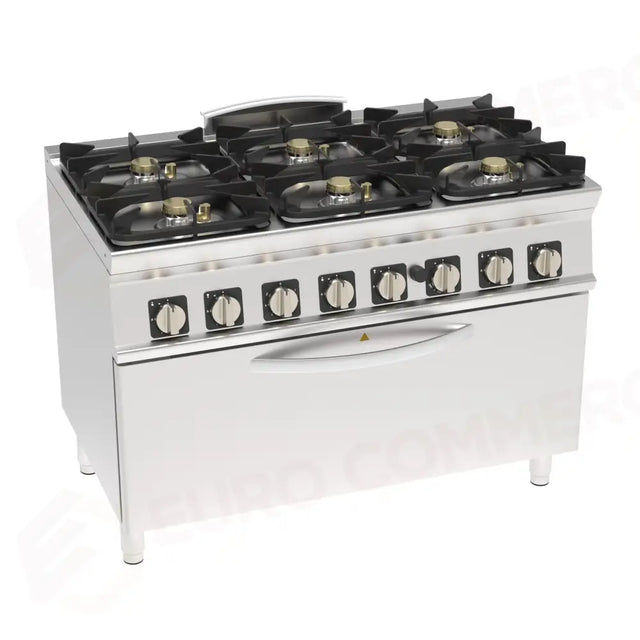 Cuisinière à gaz 6 feux, four/grill à gaz - 713216 - TECNOINOX