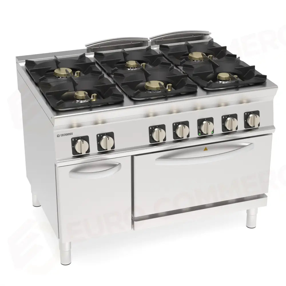 CUCINA GAS 6F.FORNO EL.VENT.GN1/1 ERM. - 313288 - TECNOINOX