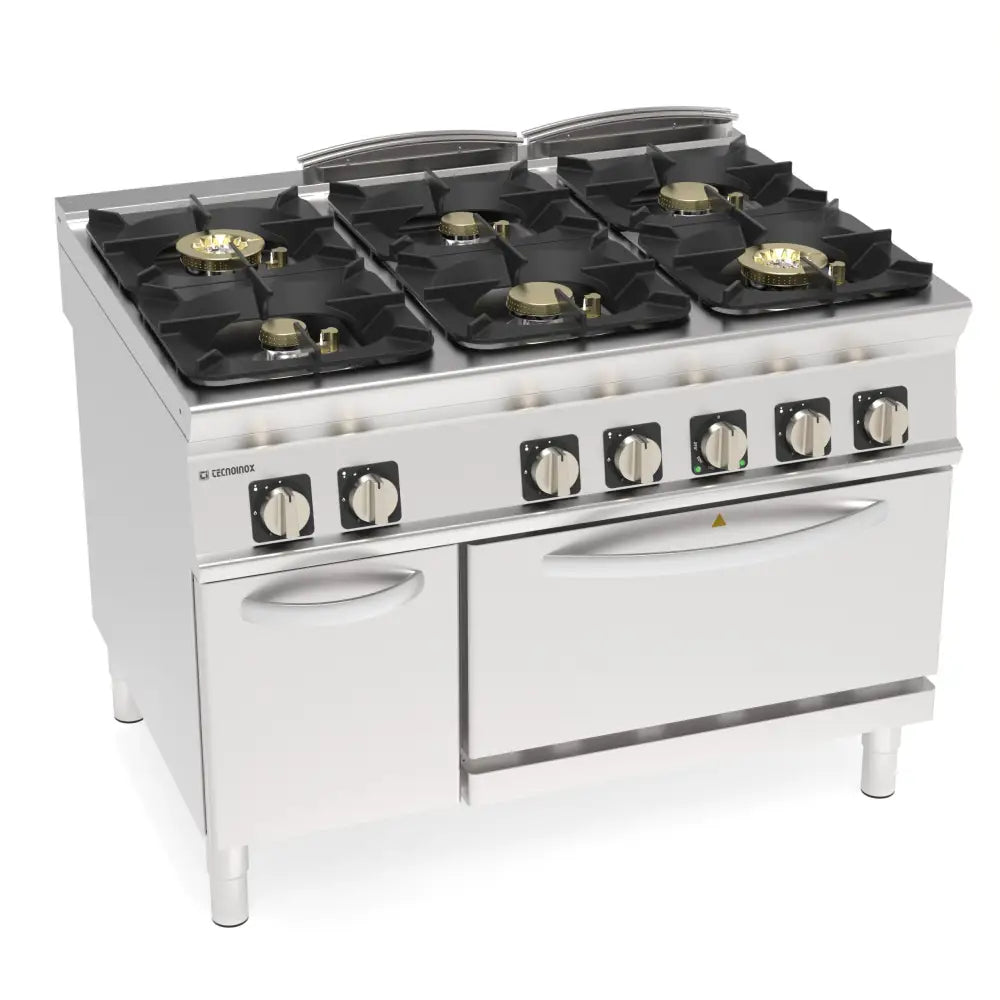 CUCINA GAS 6F.FORNO EL.VENT.GN1/1 ERM. - 313289 - TECNOINOX