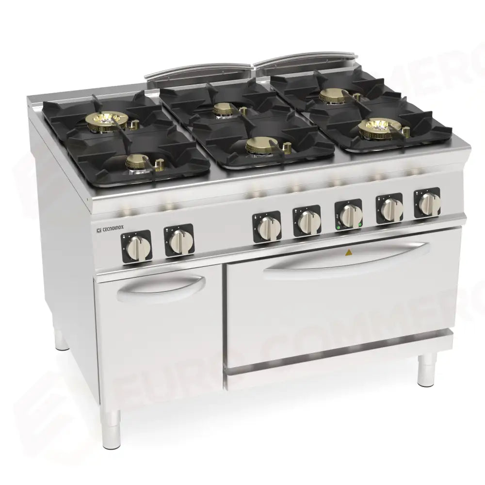 CUCINA GAS 6F.FORNO EL.VENT.GN1/1 ERM. - 313289 - TECNOINOX