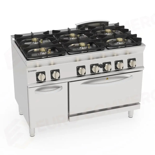 6-BURNER GAS RANGE WITH GN2/1 GAS OVEN - 713211 - TECNOINOX